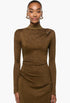 Lurex Knit Drape & Metal Trim Dress